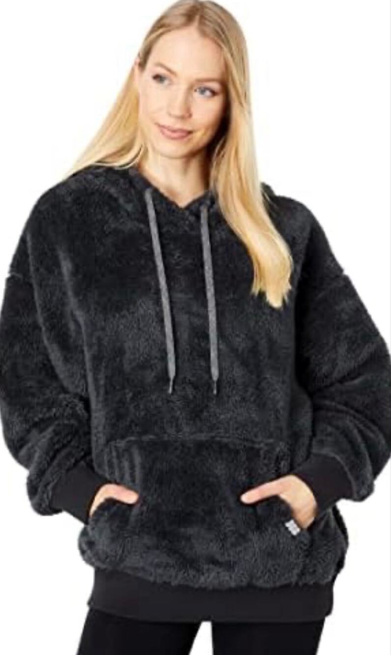 UGG Women's Loyra Sherpa Hoodie Sweater in Ink Black (Gray) Size Small